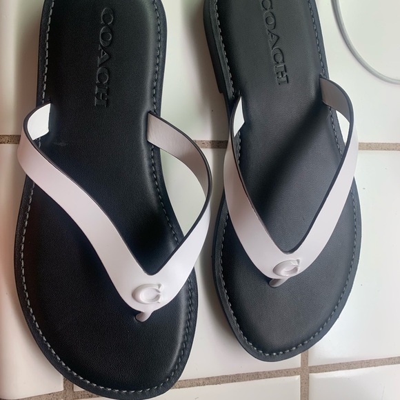 Coach Black and White Minimalist Sandals - Picture 1 of 3